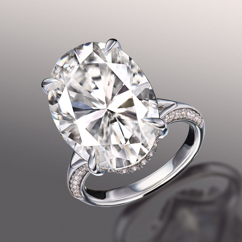 Oval Cut The Botticelli Ring with Lab Grown Diamond in 14KT White Gold view 2
