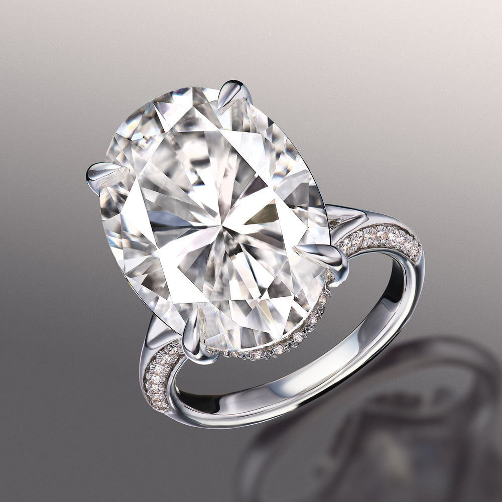 The Botticelli Ring with Oval Cut Diamond in 14KT Platinum view 2
