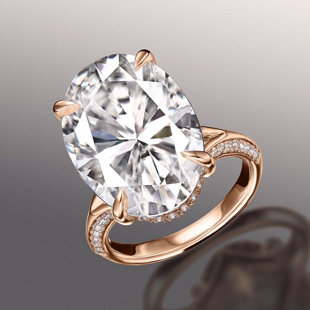 The Botticelli Ring with Oval Cut Diamond in 14KT Rose Gold view 2
