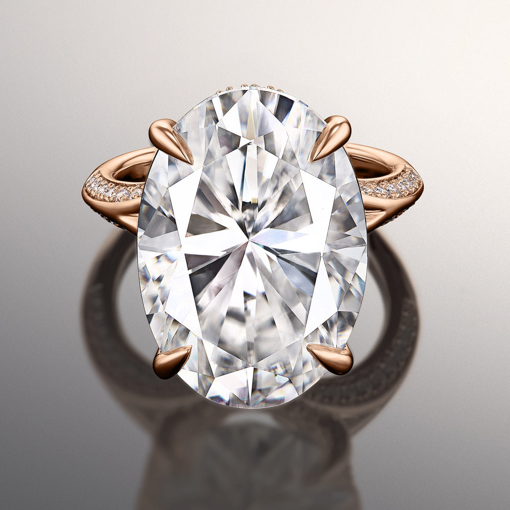 The Botticelli Ring with Oval Cut Diamond in 14KT Rose Gold view 1
