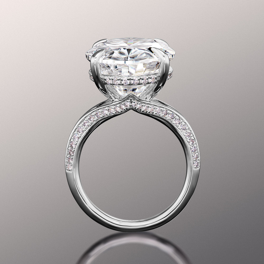 The Botticelli Ring with Oval Cut Diamond in 14KT Platinum view 3
