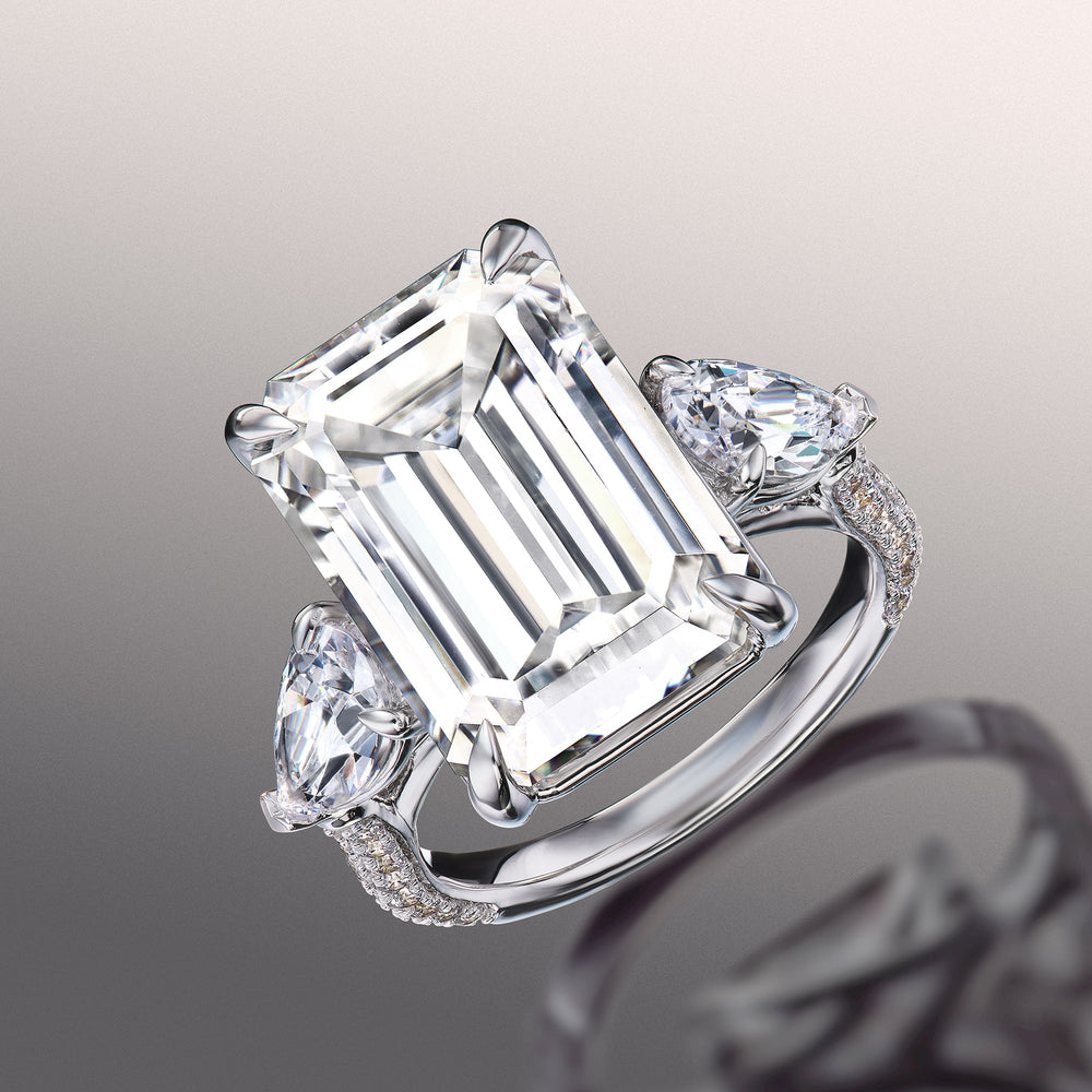 The Dalí Ring with Emerald Cut Diamond in 14KT Platinum view 2
