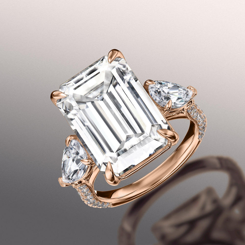 Emerald Cut The Dalí Ring with Lab Grown Diamond in 14KT Rose Gold view 2
