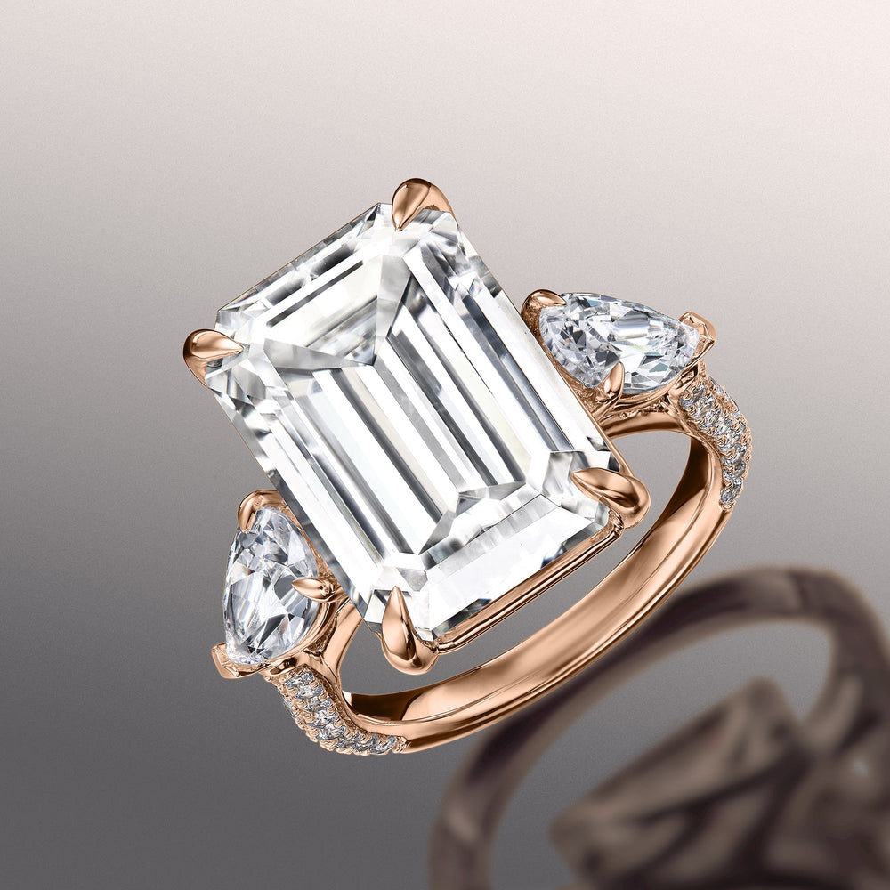 The Dalí Ring with Emerald Cut Diamond in 14KT Rose Gold view 2
