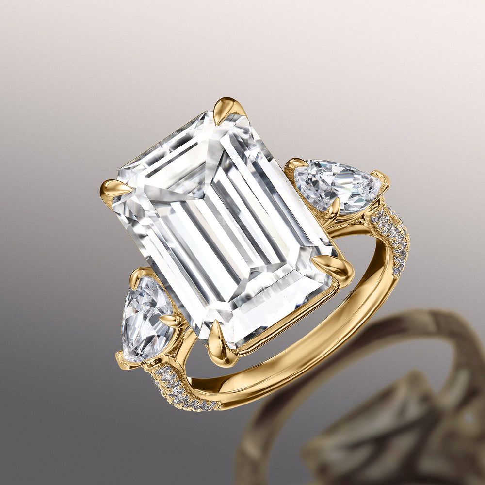 Emerald Cut The Dalí Ring with Lab Grown Diamond in 14KT Yellow Gold view 2
