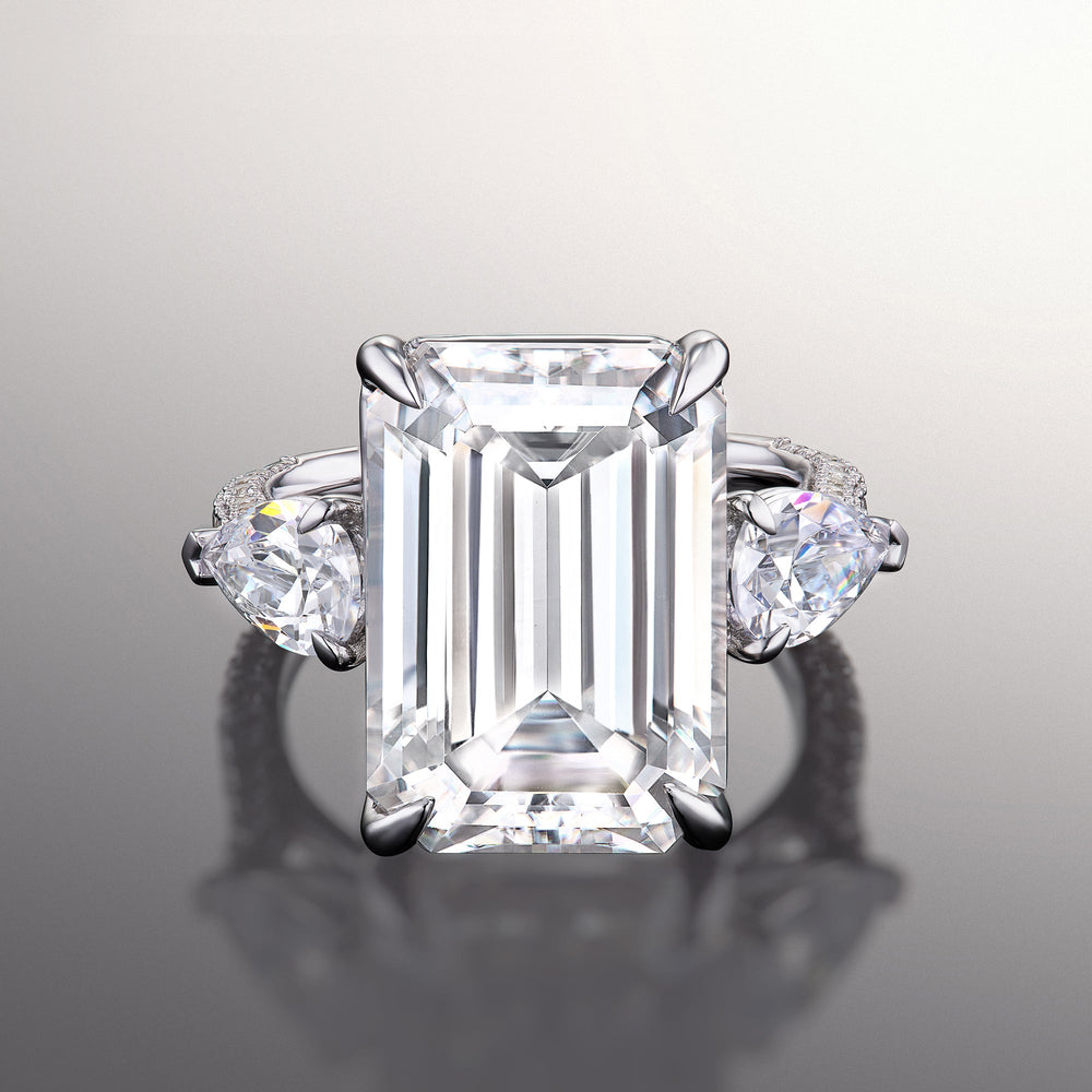 The Dalí Ring with Emerald Cut Diamond in 14KT Platinum view 1
