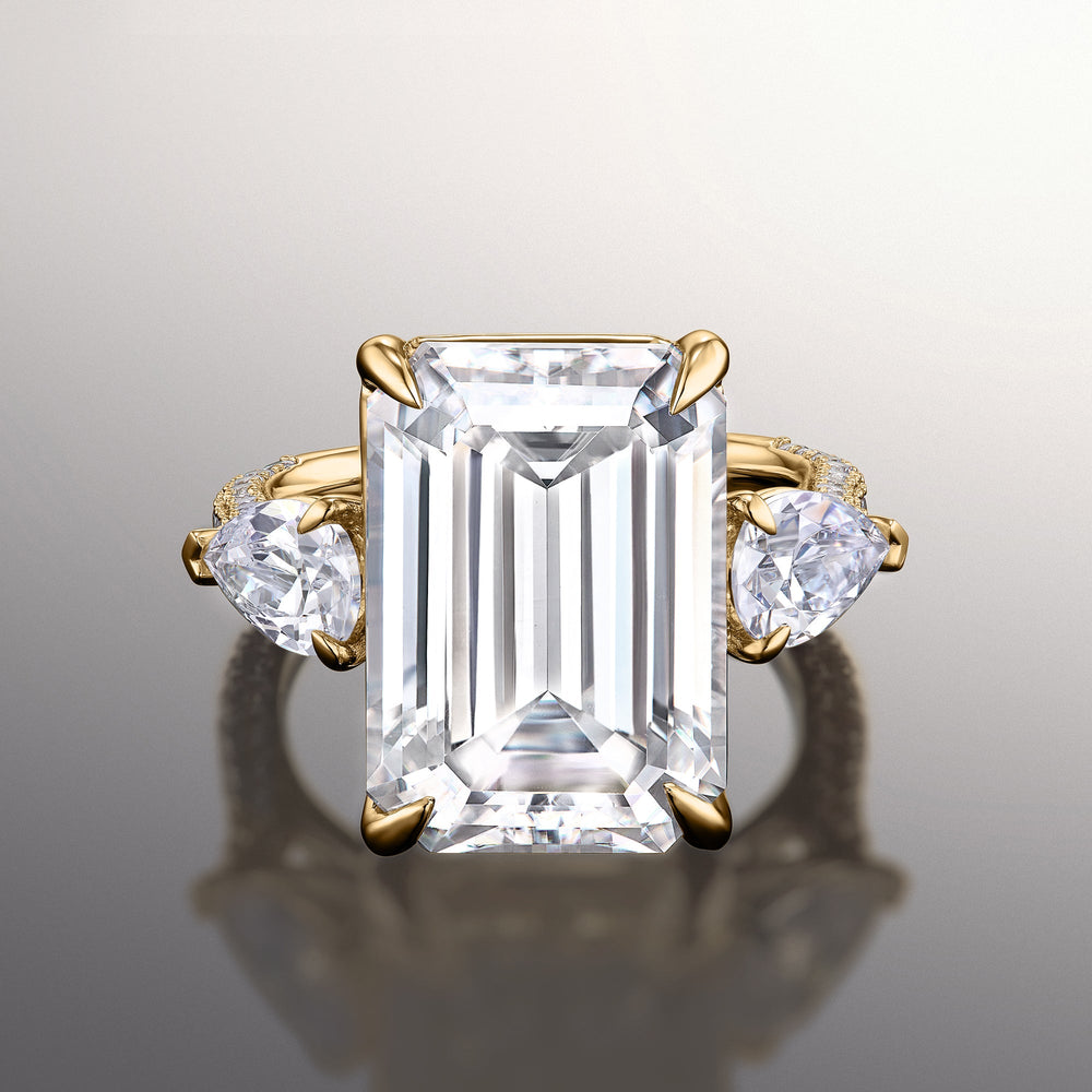 The Dalí Ring with Emerald Cut Diamond in 14KT Yellow Gold view 1
