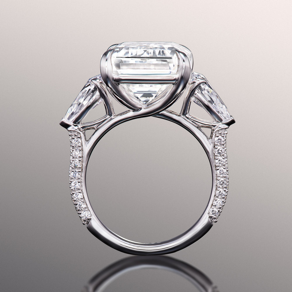 Emerald Cut The Dalí Ring with Lab Grown Diamond in 14KT White Gold view 3
