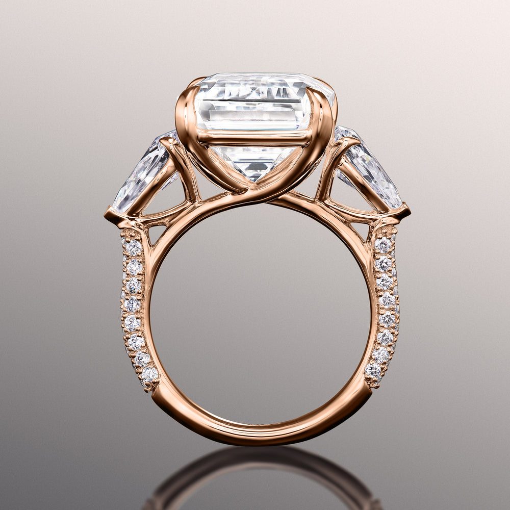 Emerald Cut The Dalí Ring with Lab Grown Diamond in 14KT Rose Gold view 3
