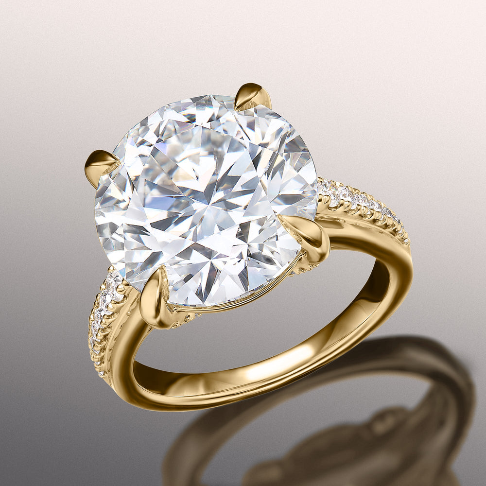 The Rubens Ring with Round Cut Diamond in 14KT Yellow Gold view 2
