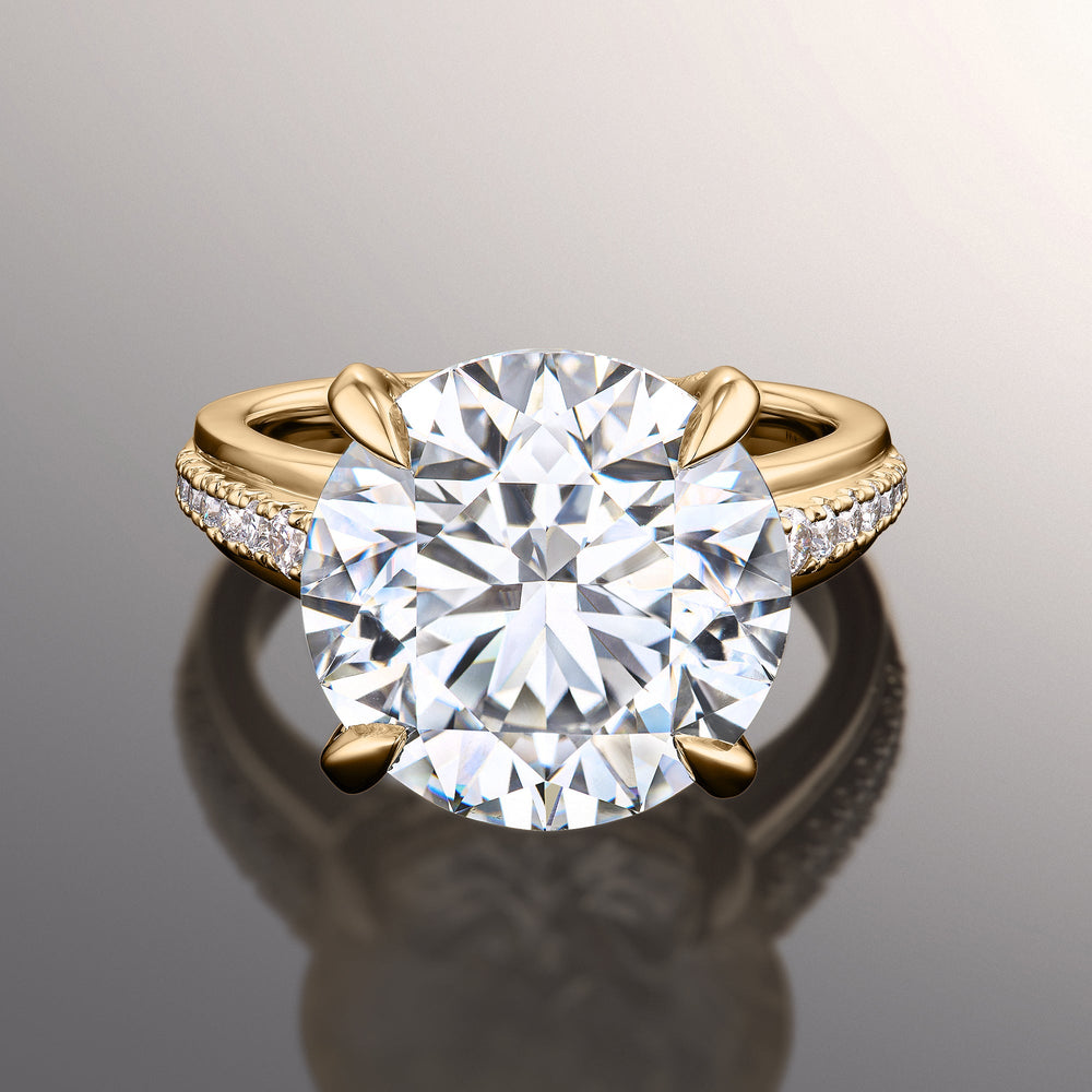 The Rubens Ring with Round Cut Diamond in 14KT Yellow Gold view 1
