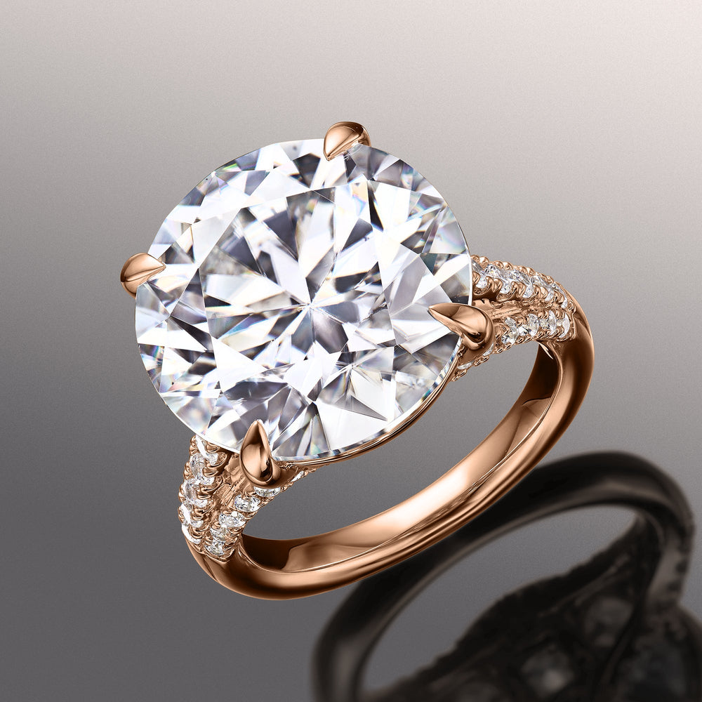 The Watteau Ring with Round Cut Diamond in 14KT Rose Gold view 2
