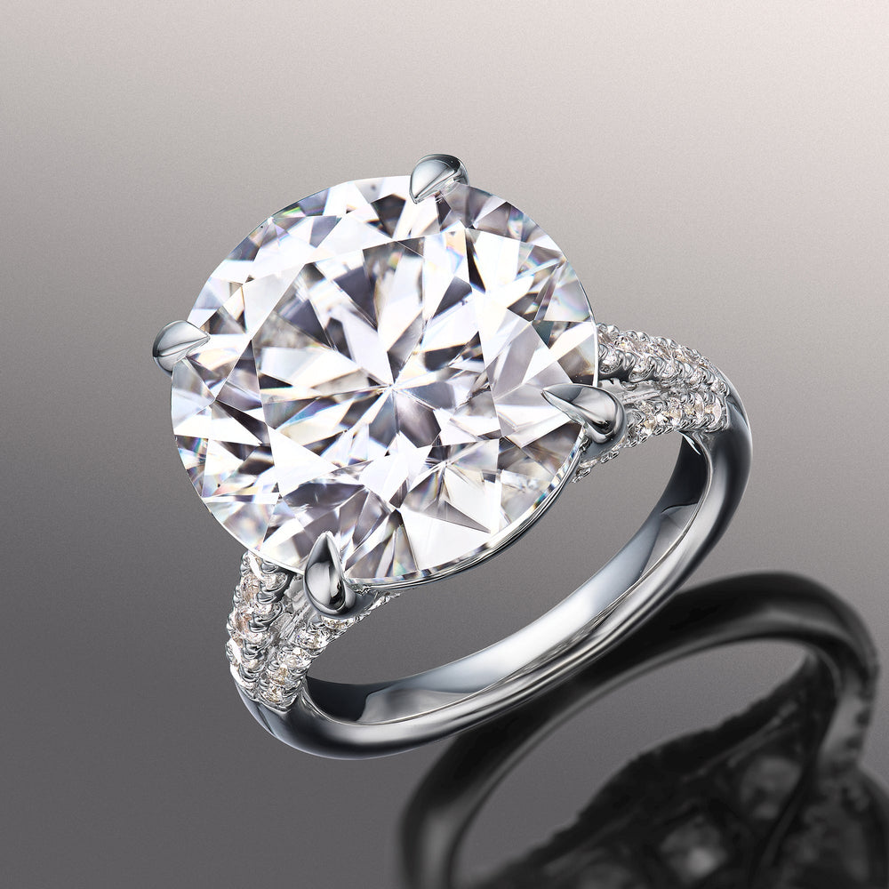 The Watteau Ring with Round Cut Diamond in 14KT Platinum view 2

