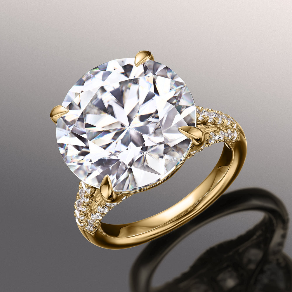 The Watteau Ring with Round Cut Diamond in 14KT Yellow Gold view 2
