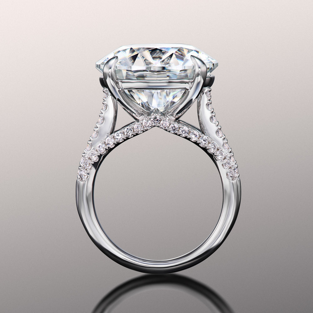 The Watteau Ring with Round Cut Diamond in 14KT Platinum view 3

