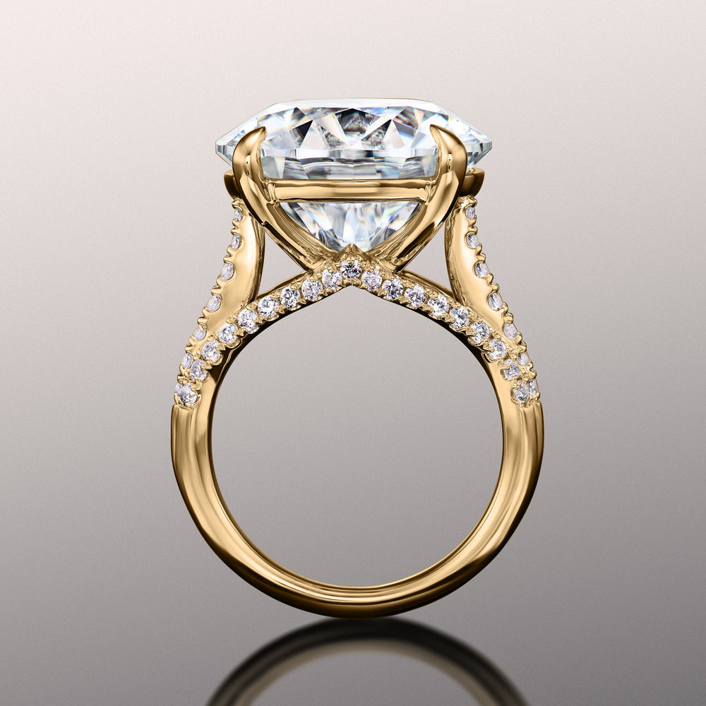 The Watteau Ring with Round Cut Diamond in 14KT Yellow Gold view 3

