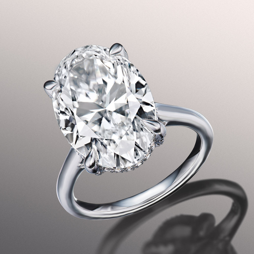 The Delacroix Reserve Rings with Oval Cut Diamond in 14KT Platinum view 3
