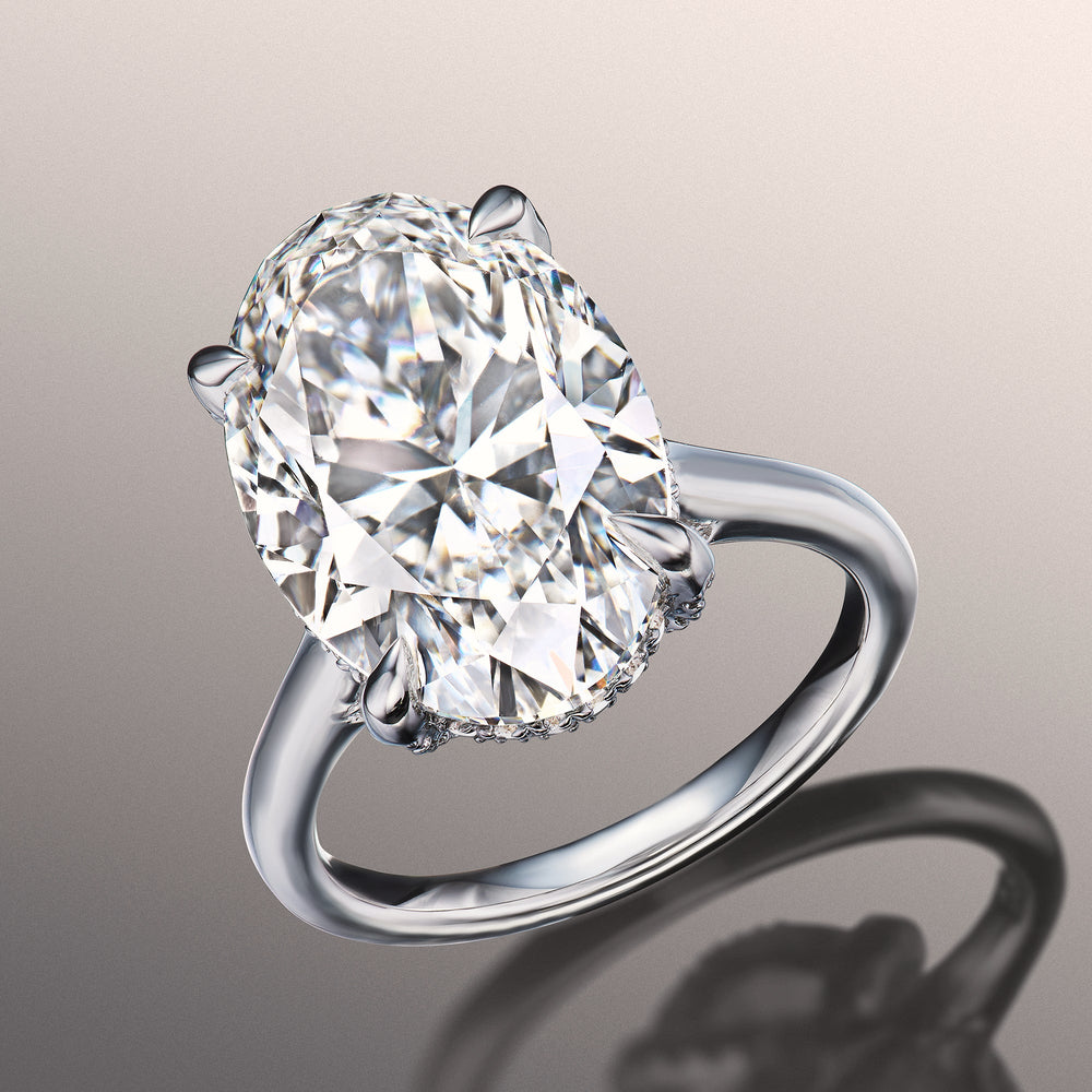 The Delacroix Ring with Oval Cut Diamond in 14KT Platinum view 2
