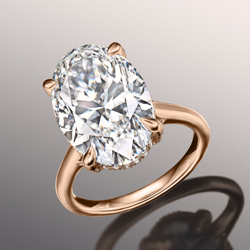 The Delacroix Ring with Oval Cut Diamond in 14KT Rose Gold view 2
