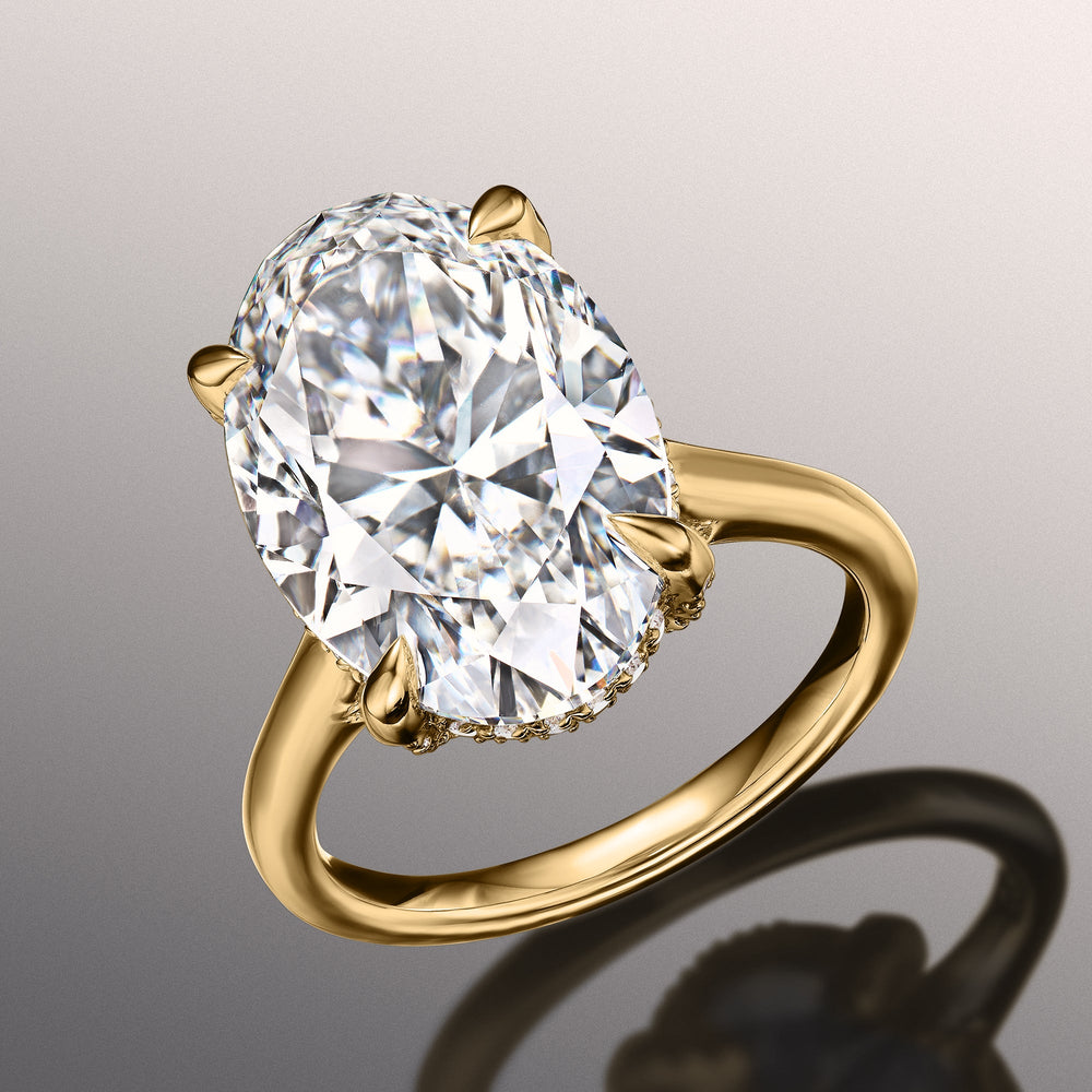 The Delacroix Ring with Oval Cut Diamond in 14KT Yellow Gold view 2
