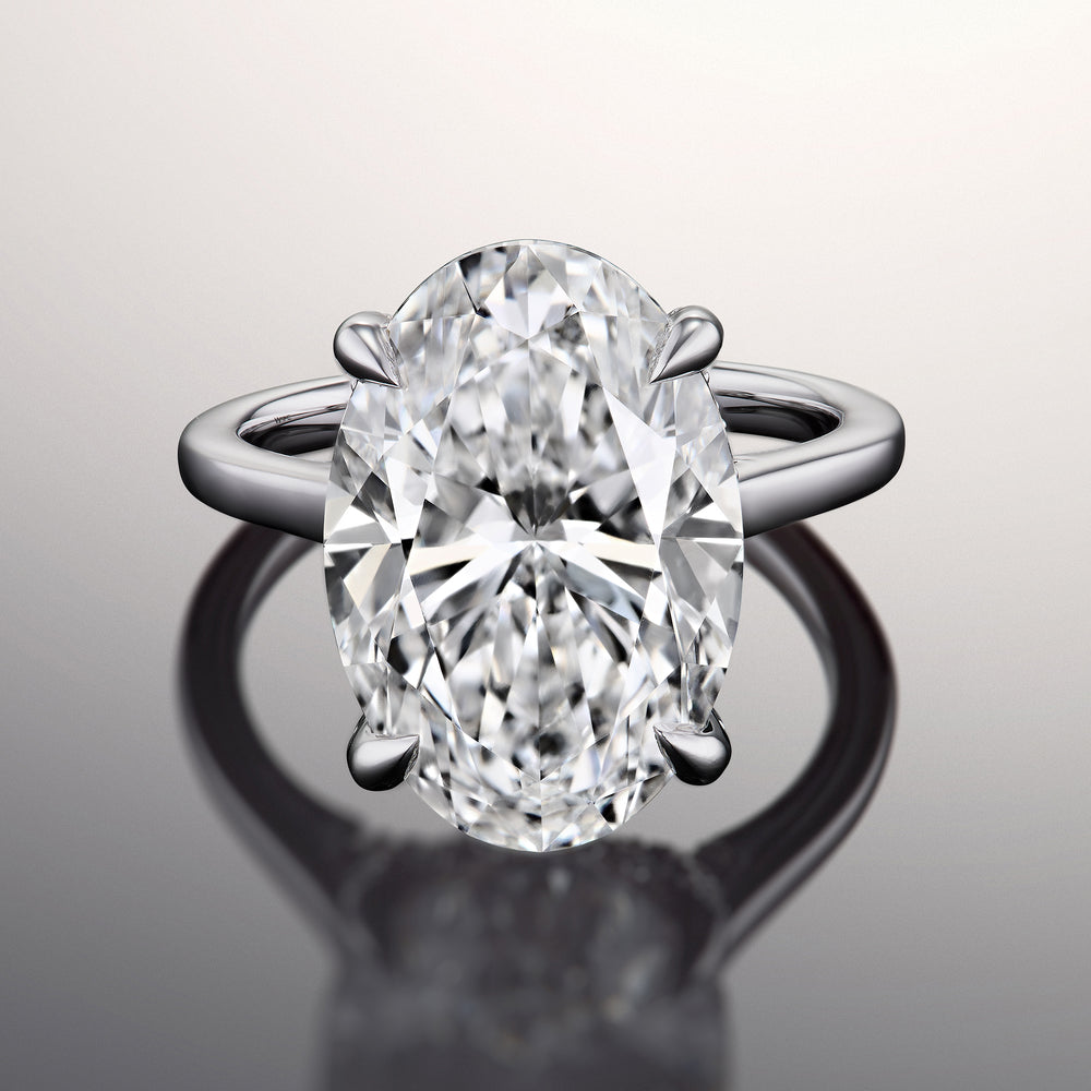 The Delacroix Reserve Rings with Oval Cut Diamond in 14KT Platinum view 1
