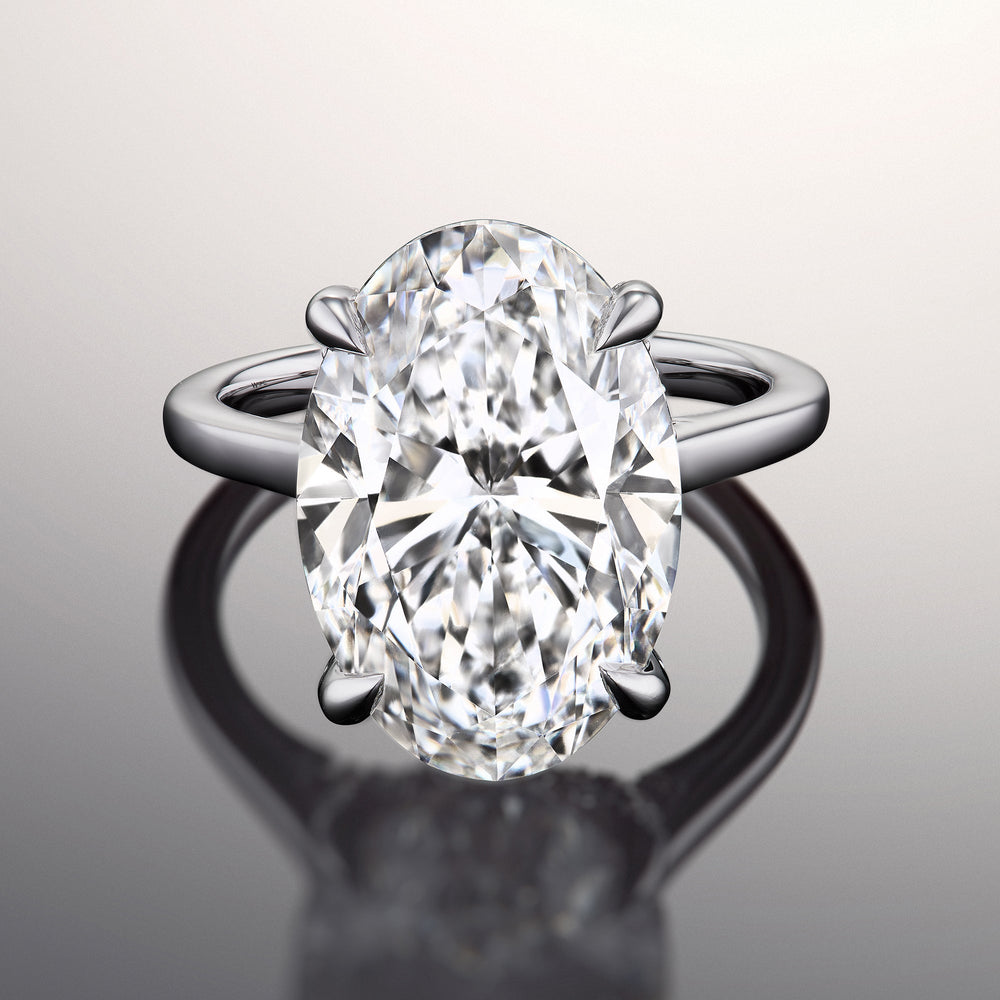 The Delacroix Ring with Oval Cut Diamond in 14KT Platinum view 1
