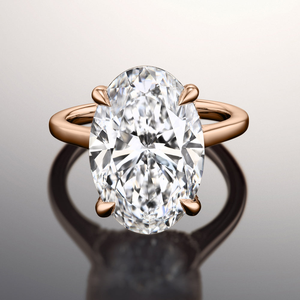 The Delacroix Ring with Oval Cut Diamond in 14KT Rose Gold view 1
