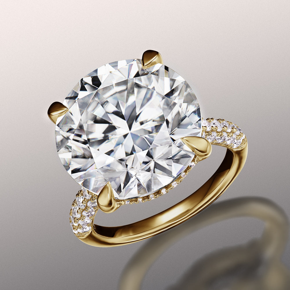 The Carrington Ring with Round Cut Diamond in 14KT Yellow Gold view 2
