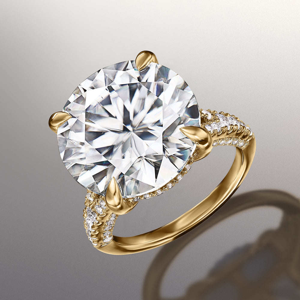 The Caravaggio Ring with Round Cut Diamond in 14KT Yellow Gold view 2
