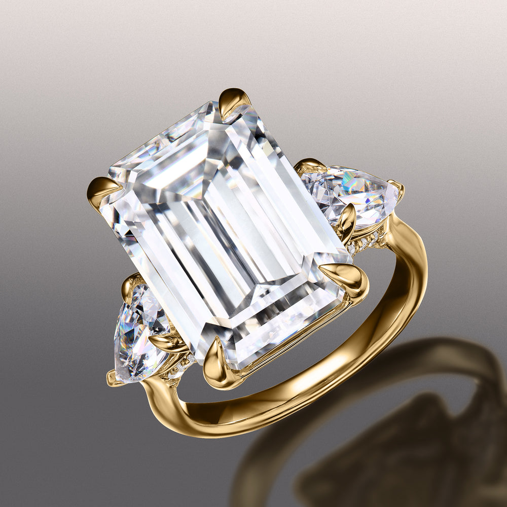 Emerald Cut The Wood Ring with Lab Grown Diamond in 14KT Yellow Gold view 2
