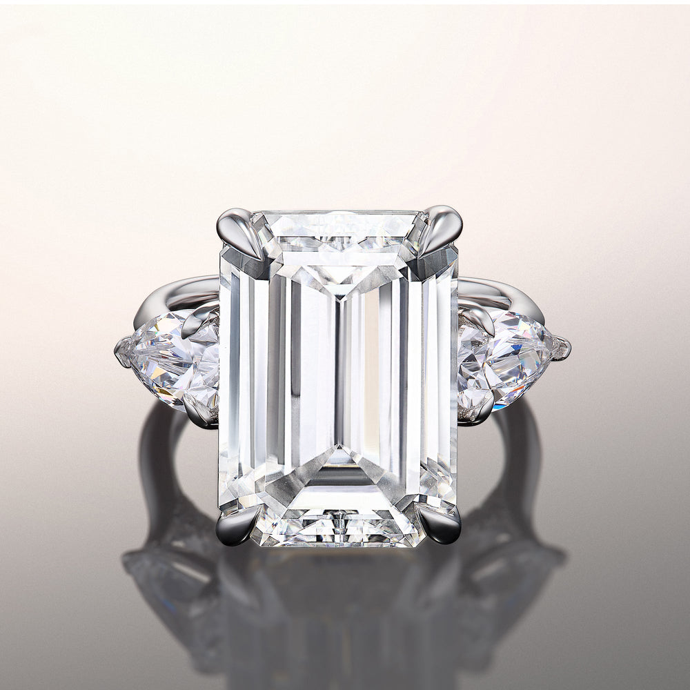 The Wood Ring with Emerald Cut Diamond in 14KT Platinum view 1
