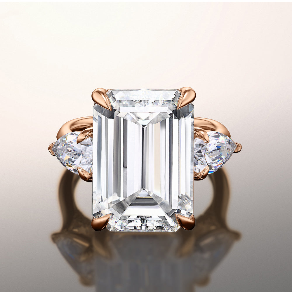 The Wood Reserve Rings with Emerald Cut Diamond in 14KT Rose Gold view 1
