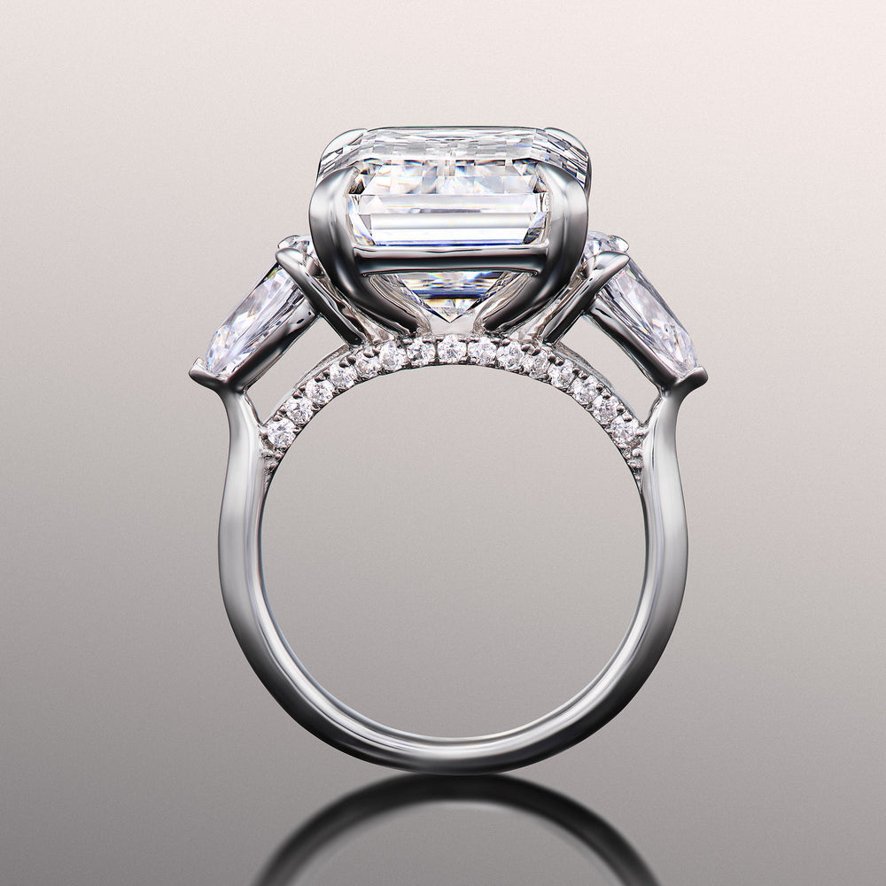 The Wood Ring with Emerald Cut Diamond in 14KT Platinum view 3
