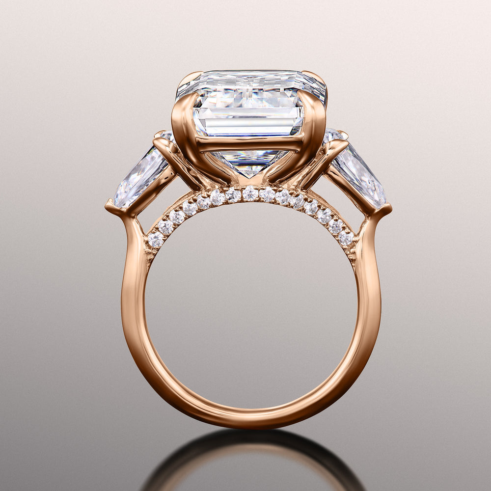 The Wood Ring with Emerald Cut Diamond in 14KT Rose Gold view 3
