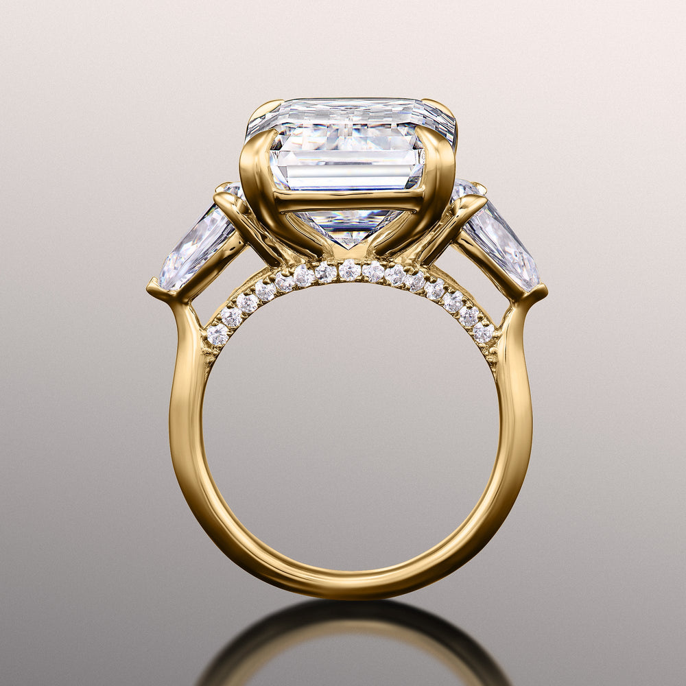 The Wood Ring with Emerald Cut Diamond in 14KT Yellow Gold view 3
