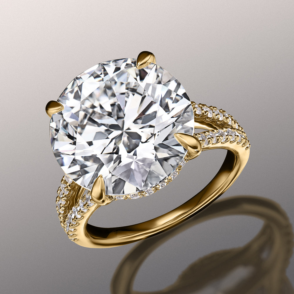 Round Cut The Pollock Ring with Lab Grown Diamond in 14KT Yellow Gold view 2

