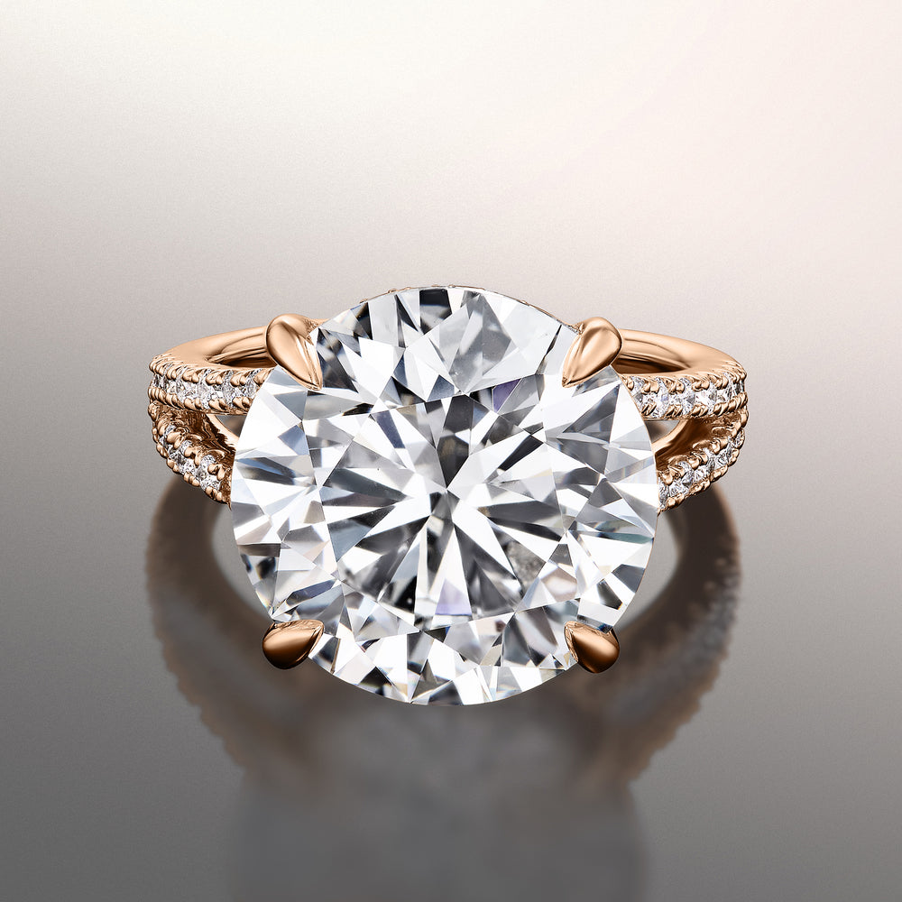 Round Cut The Pollock Ring with Lab Grown Diamond in 14KT Rose Gold view 1
