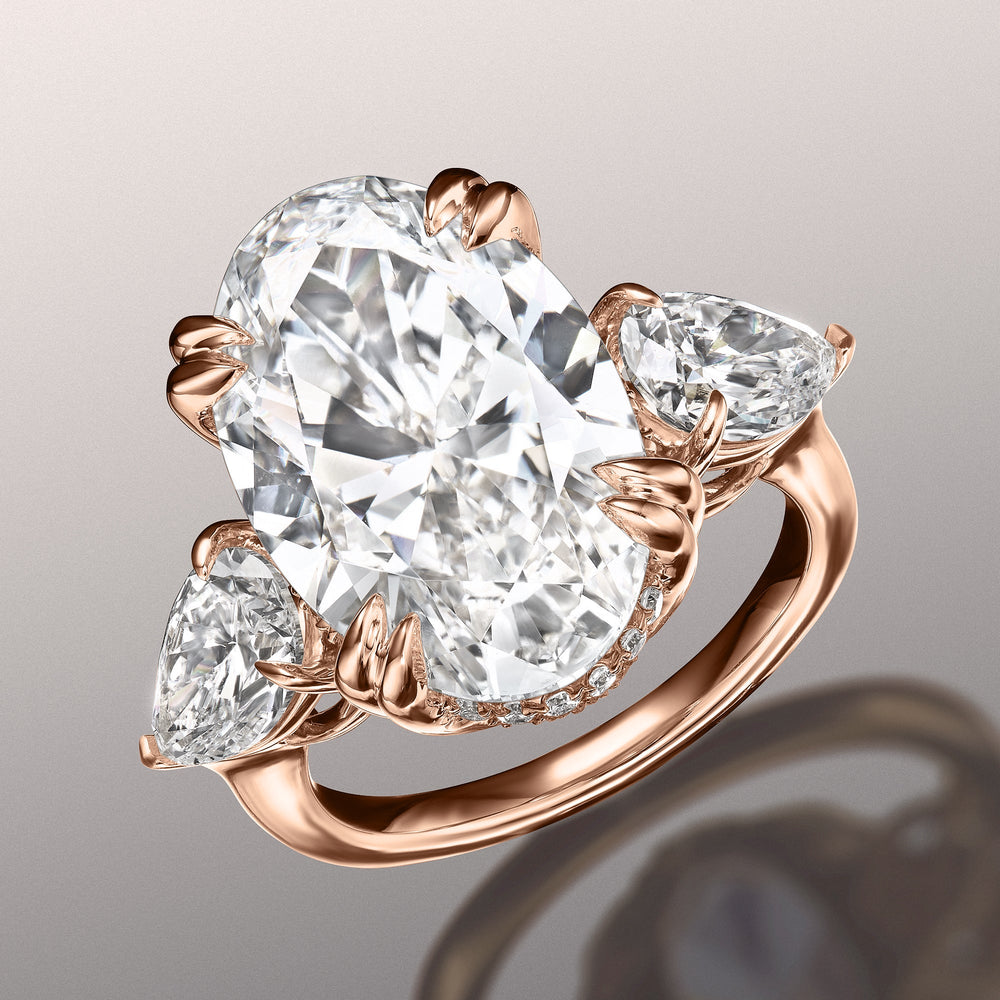 The Donatello Ring with Oval Cut Diamond in 14KT Rose Gold view 2
