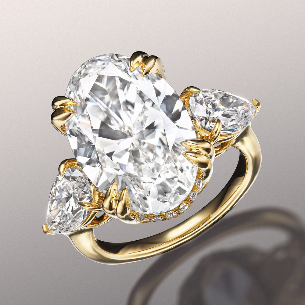The Donatello Ring with Oval Cut Diamond in 14KT Yellow Gold view 2
