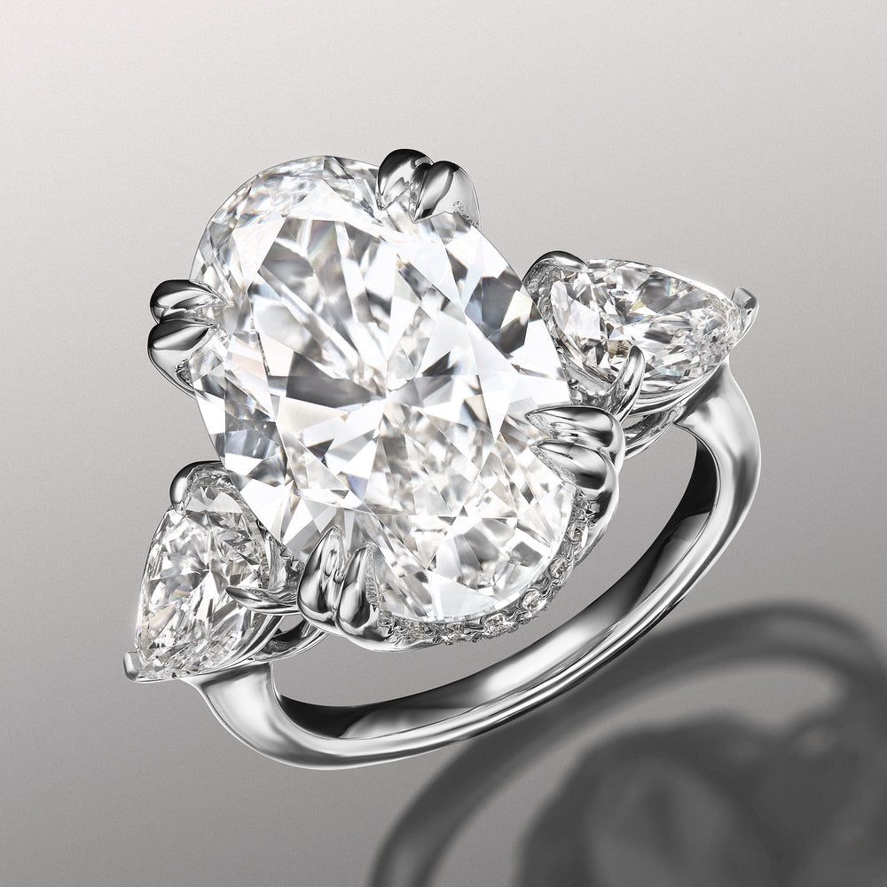 The Donatello Ring with Oval Cut Diamond in 14KT White Gold view 2

