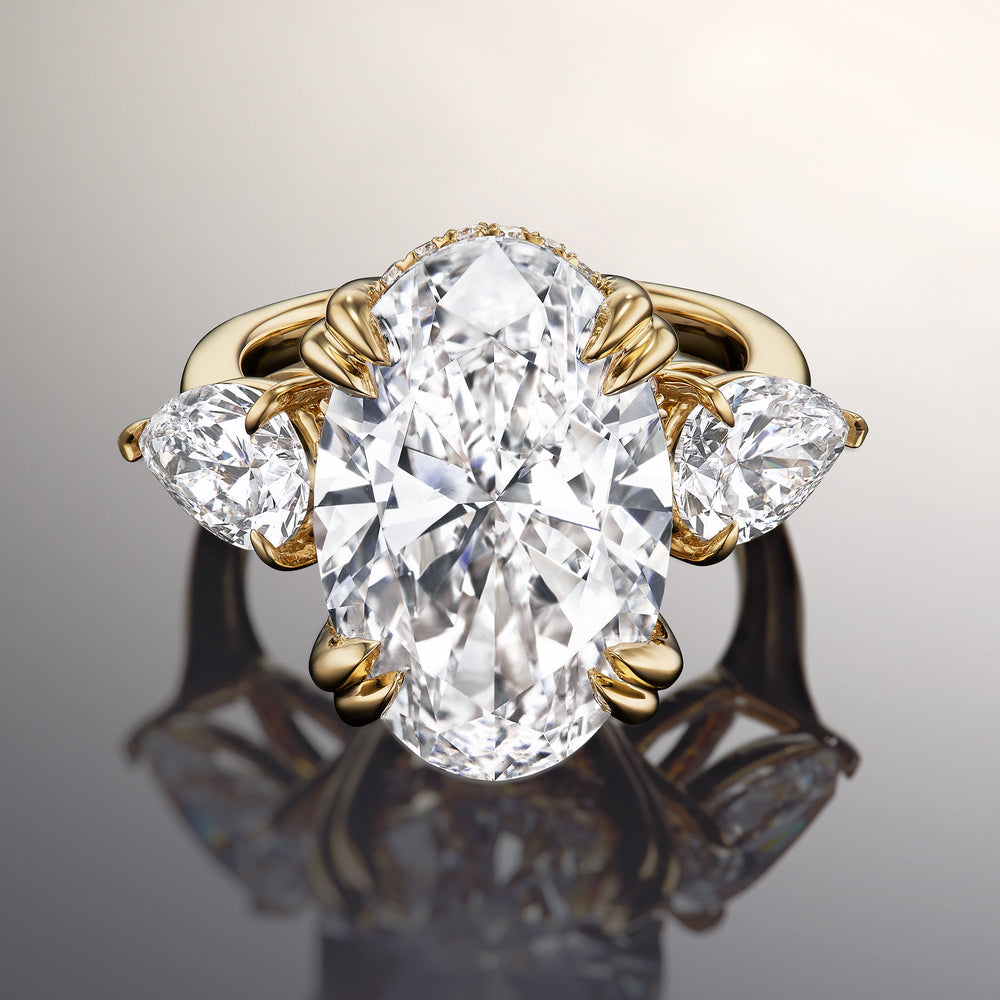 The Donatello Ring with Oval Cut Diamond in 14KT Yellow Gold view 1
