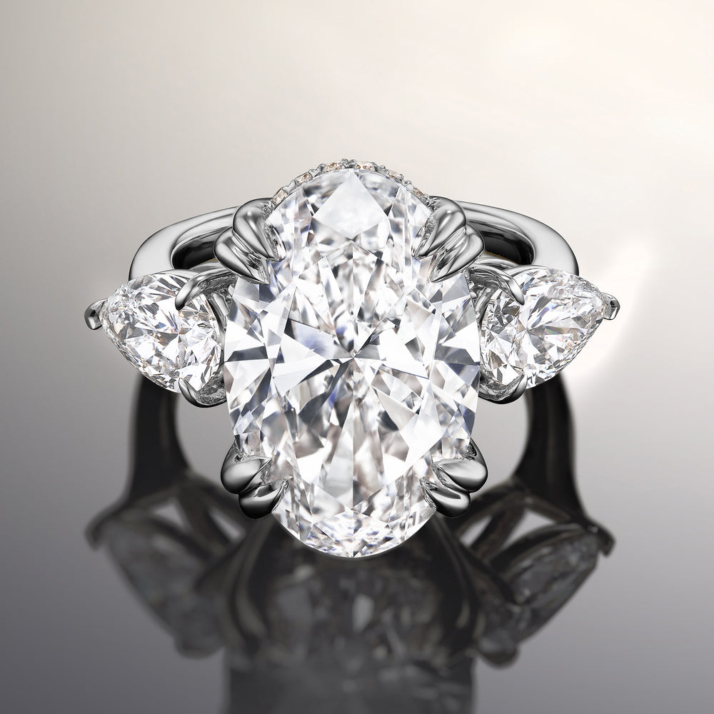 Oval Cut The Donatello Ring with Lab Grown Diamond in 14KT White Gold view 1
