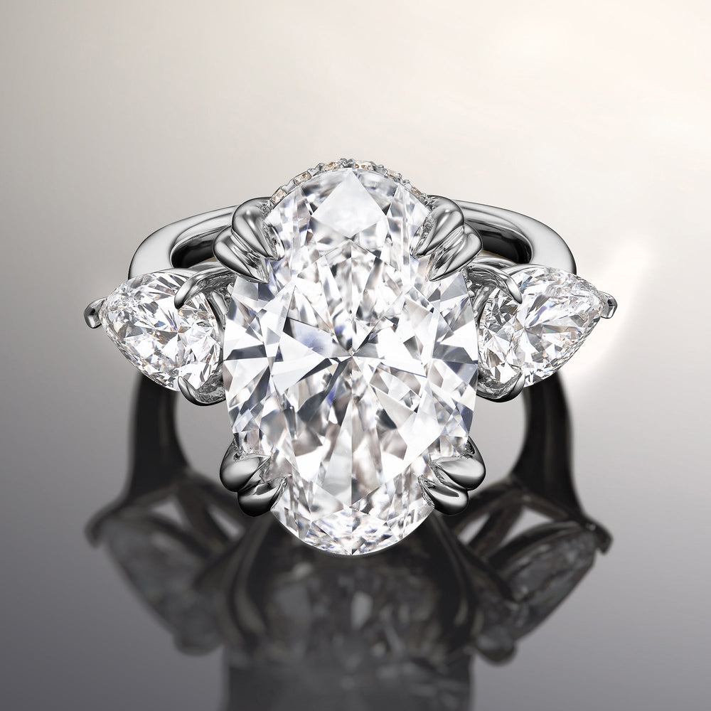 The Donatello Ring with Oval Cut Diamond in 14KT White Gold view 1
