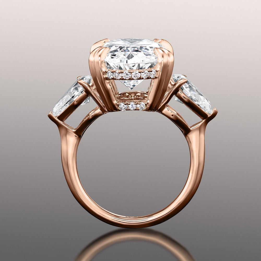 The Donatello Ring with Oval Cut Diamond in 14KT Rose Gold view 3
