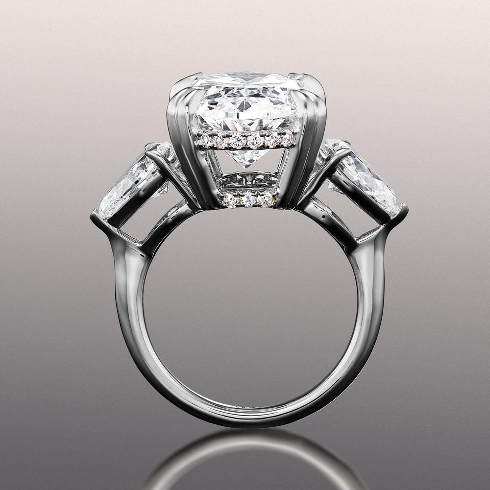 The Donatello Ring with Oval Cut Diamond in 14KT White Gold view 3
