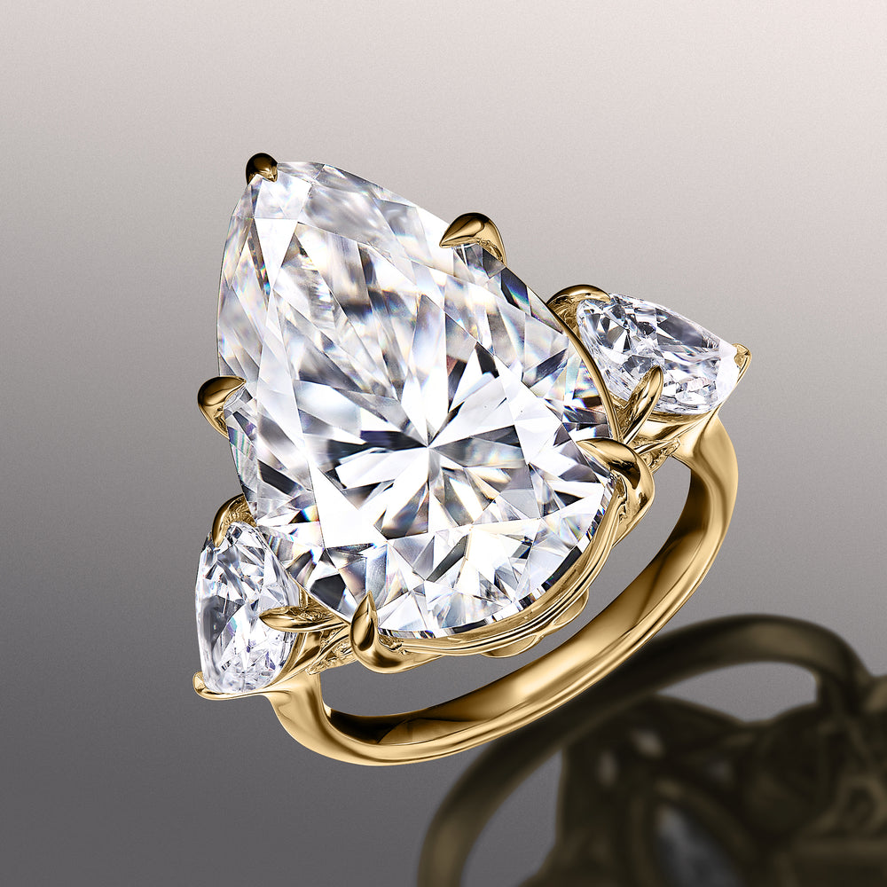 Pear Cut The Goya Ring with Lab Grown Diamond in 14KT Yellow Gold view 2
