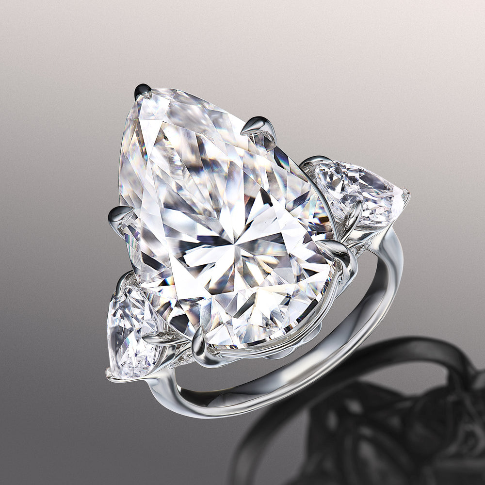 Pear Cut The Goya Ring with Lab Grown Diamond in 14KT White Gold view 2
