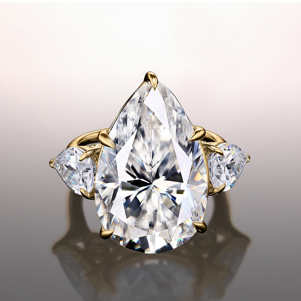 Pear Cut The Goya Ring with Lab Grown Diamond in 14KT Yellow Gold view 1
