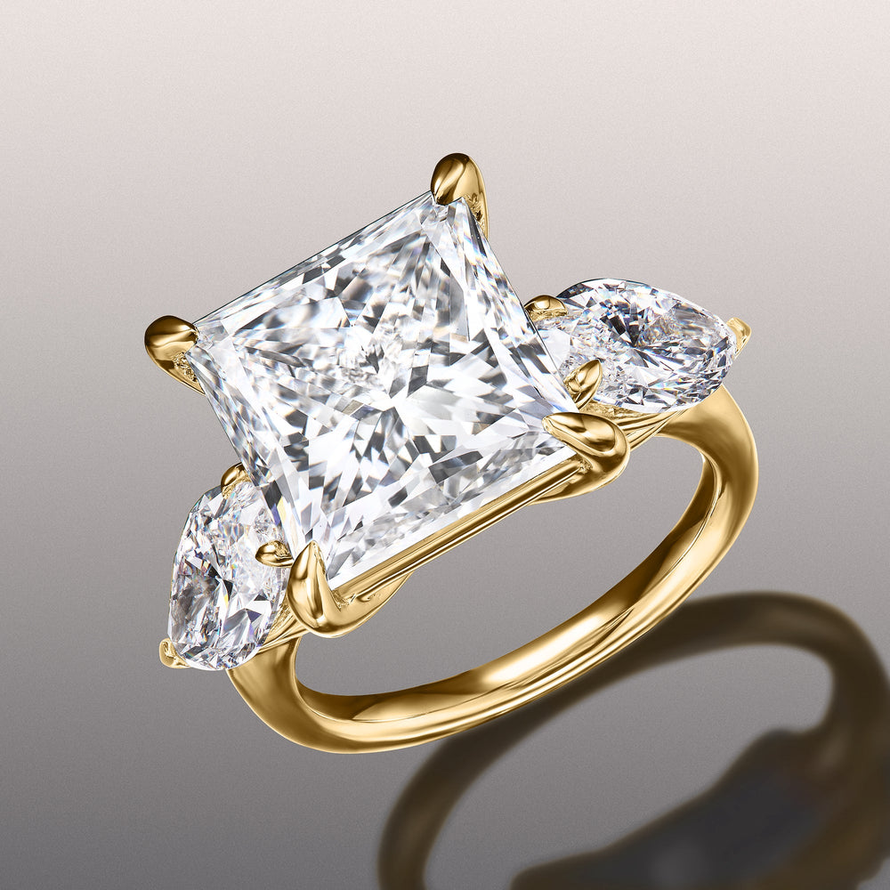 The Degas Ring with Princess Cut Diamond in 14KT Yellow Gold view 2
