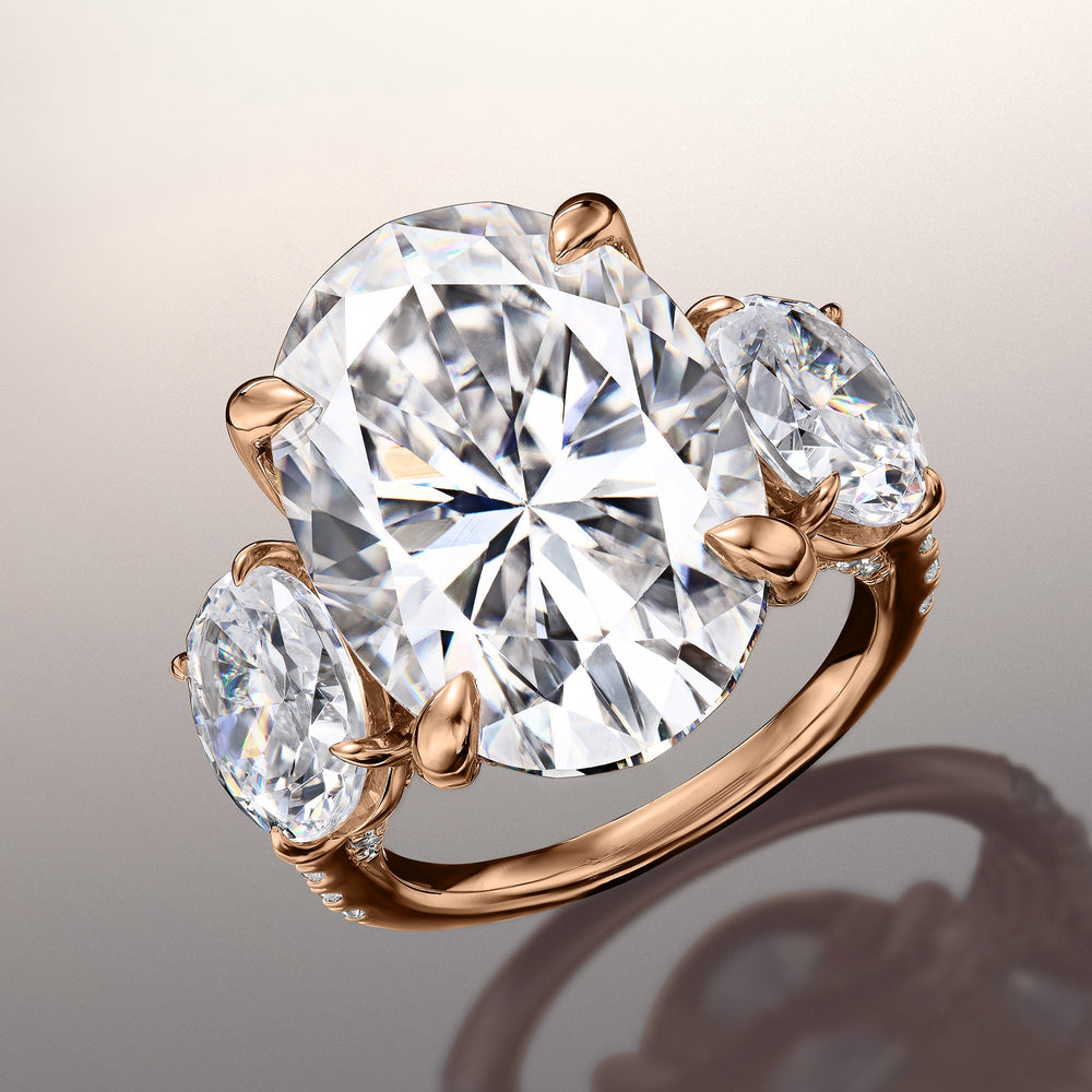 The O'Keefe Ring with Oval Cut Diamond in 14KT Rose Gold view 2
